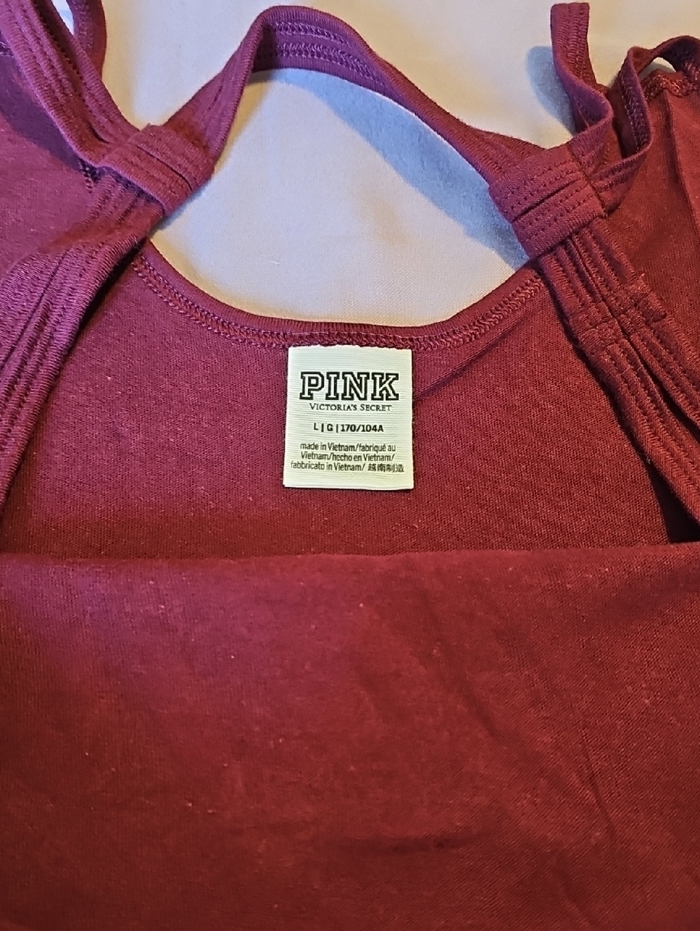 PINK Victoria's Secret Maroon Script Racerback Tank - Picture 3 of 4